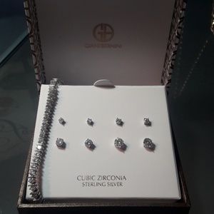 Giani Bernini CZ Tennis Bracelet and 4-pc Earrings